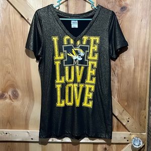 Creative apparel concepts size large Mizzou black and gold shimmer tee shirt